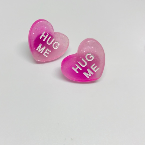 Hug Me Ombré Glitter Conversation Heart Earrings - Picture 5 of 15
